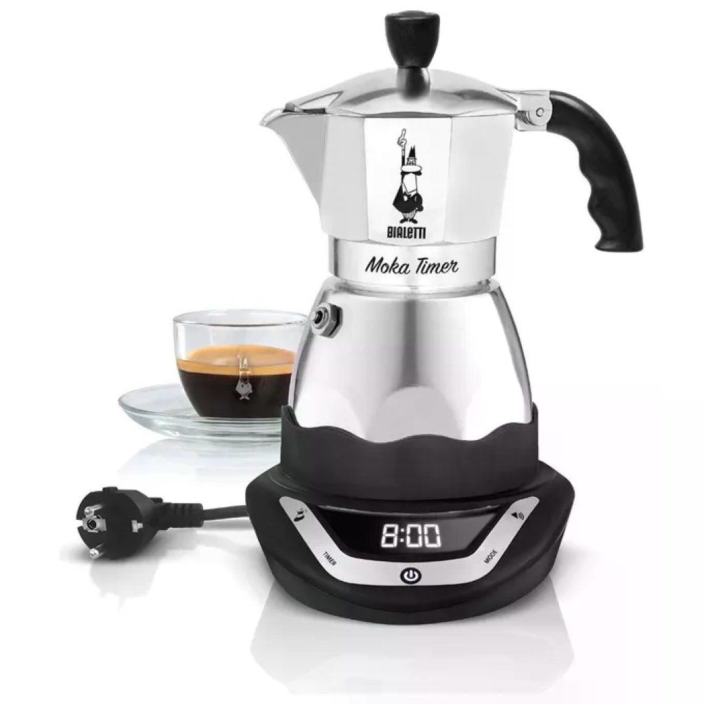 Bialetti Moka Timer 3 Tazze – Moka Elettrica Programmabile, Nero e Argento Bialetti Moka Timer 3 Tazze – Moka Elettrica Programmabile, Nero e Argento