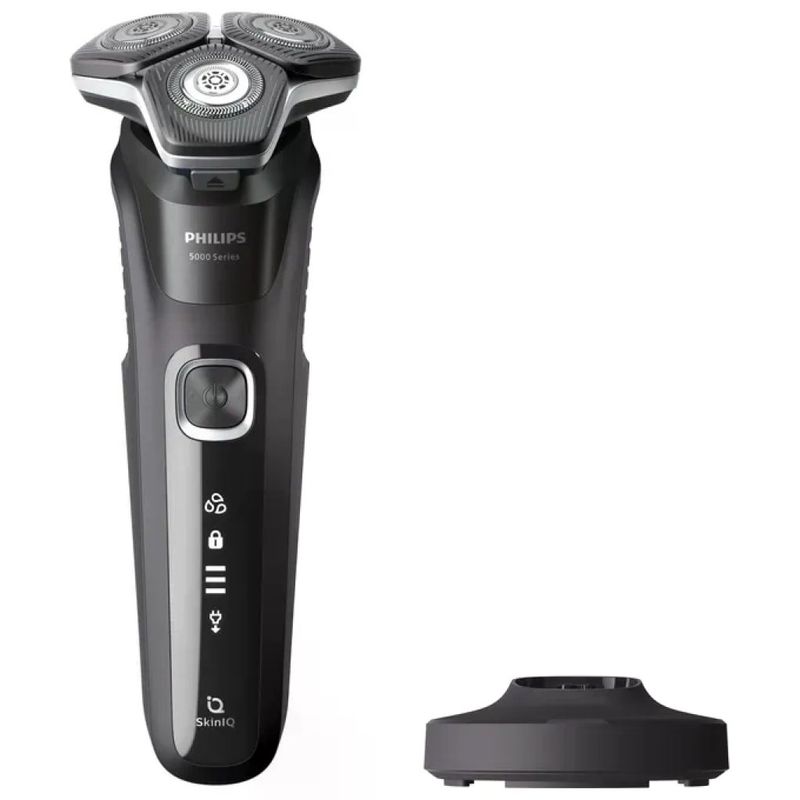 Philips Serie 5000 S5898/25 Rasoio Elettrico Wet & Dry, 3 Testine, SkinIQ, 60 Minuti, Nero