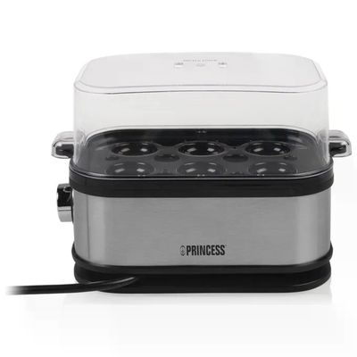 Princess 01.262046.01.001 Cuociuova elettrico per 6 uova, 400 W, nero e argento