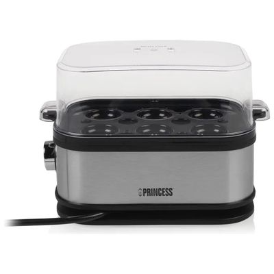 Princess 01.262046.01.001 Cuociuova elettrico per 6 uova, 400 W, nero e argento Princess 01.262046.01.001 Cuociuova elettrico per 6 uova, 400 W, nero e argento