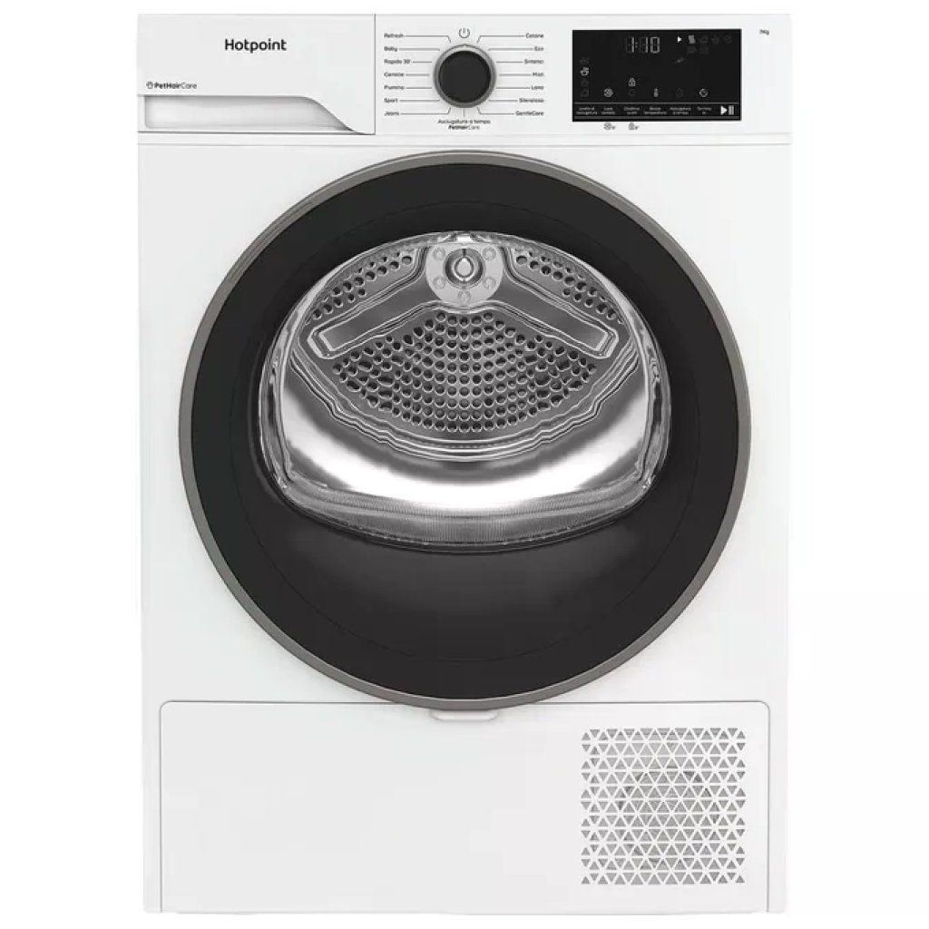 Hotpoint HPTS 74D BS IT Délica – Asciugatrice slim a pompa di calore 7 kg, classe C, bianca