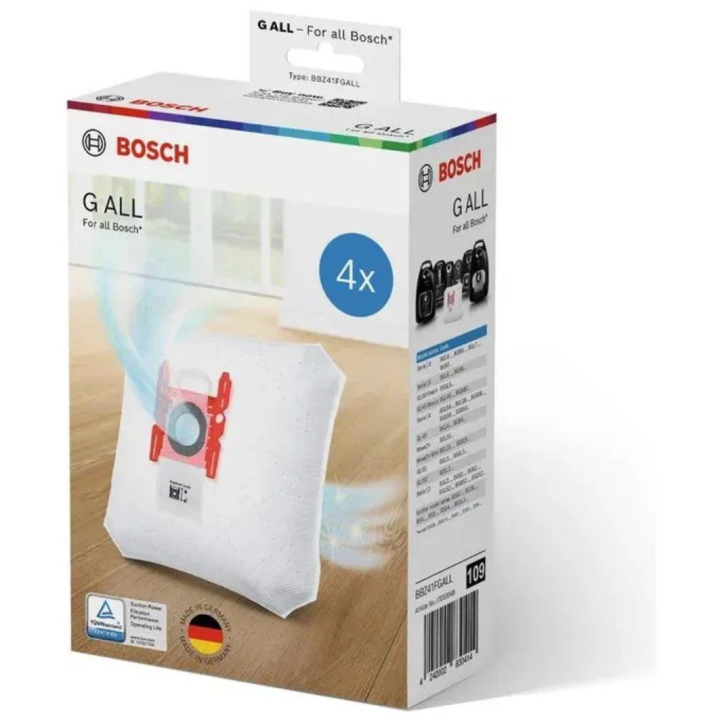 Bosch PowerProtect BBZ41FGALL sacchetti per aspirapolvere, 4 pezzi Bosch PowerProtect BBZ41FGALL sacchetti per aspirapolvere, 4 pezzi