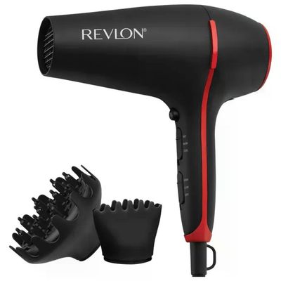 Revlon SmoothStay Coconut Asciugacapelli 2000 W Nero e Rosso con Diffusore