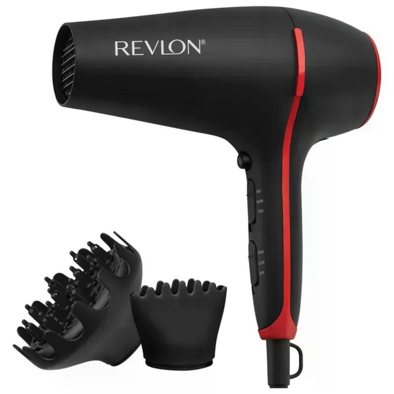 Revlon SmoothStay Coconut Asciugacapelli 2000 W Nero e Rosso con Diffusore