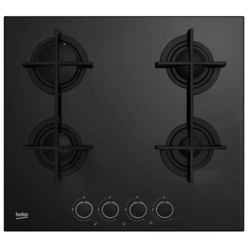 Beko HILG64225SB Piano cottura a gas da incasso 60 cm, 4 fuochi, griglie in ghisa, nero