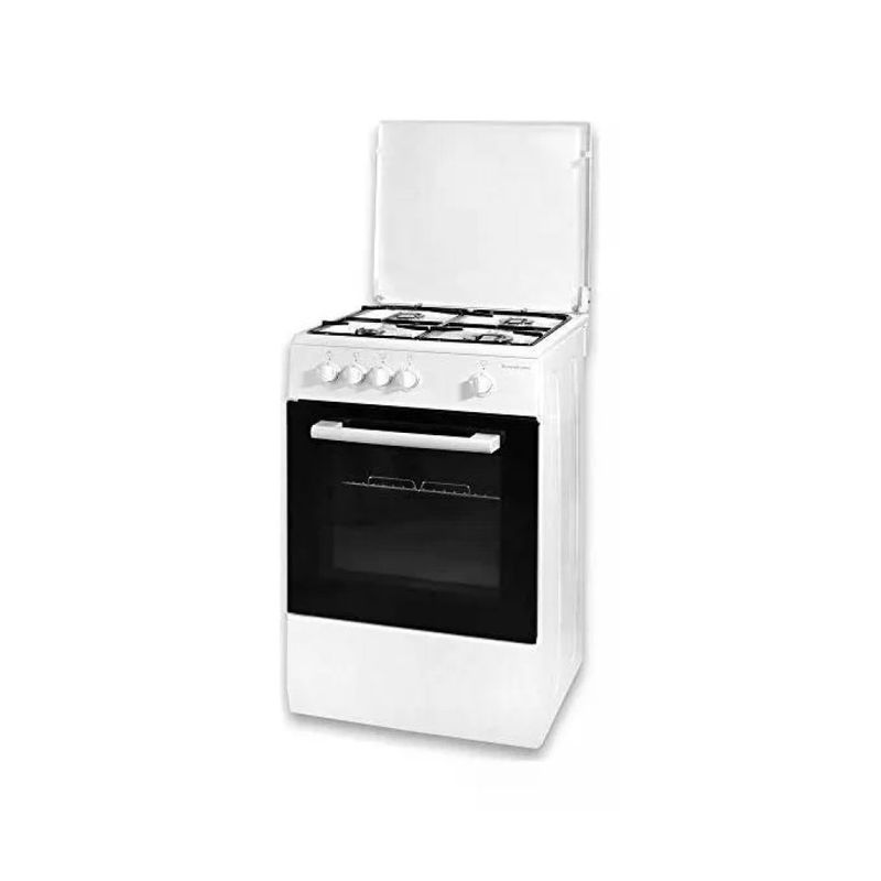 Schaub Lorenz SS450EW Cucina a Gas 4 Fuochi con Forno Elettrico 48 L, Grill, Classe A, 86 × 50 × 50 cm, Bianca