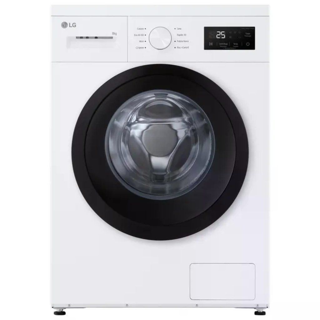 LG F4NA10S8NWK Lavatrice Slim 8 kg Classe A, 1400 giri, Vapore, Bianco