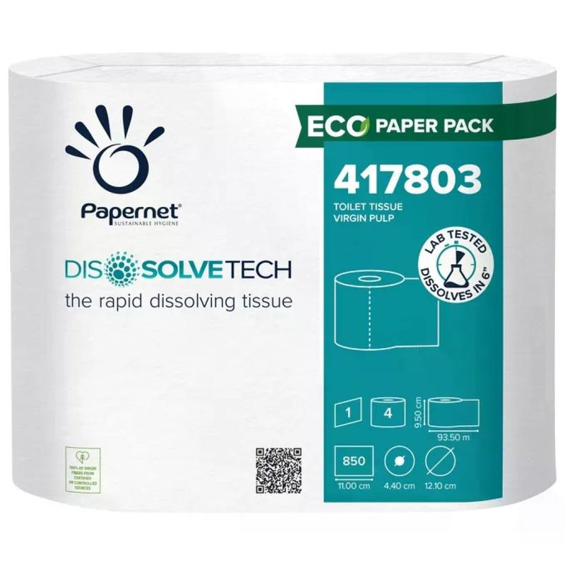 Papernet Dissolve Tech Carta Igienica 1 Velo, 4 Rotoli da 94 m