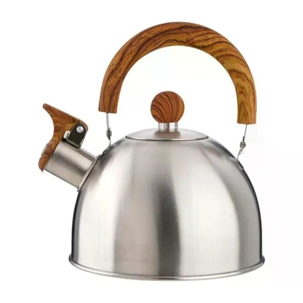 EVA Bollitore a Fischio in Acciaio Inox, 1,5 L, Manico Effetto Legno, per Induzione