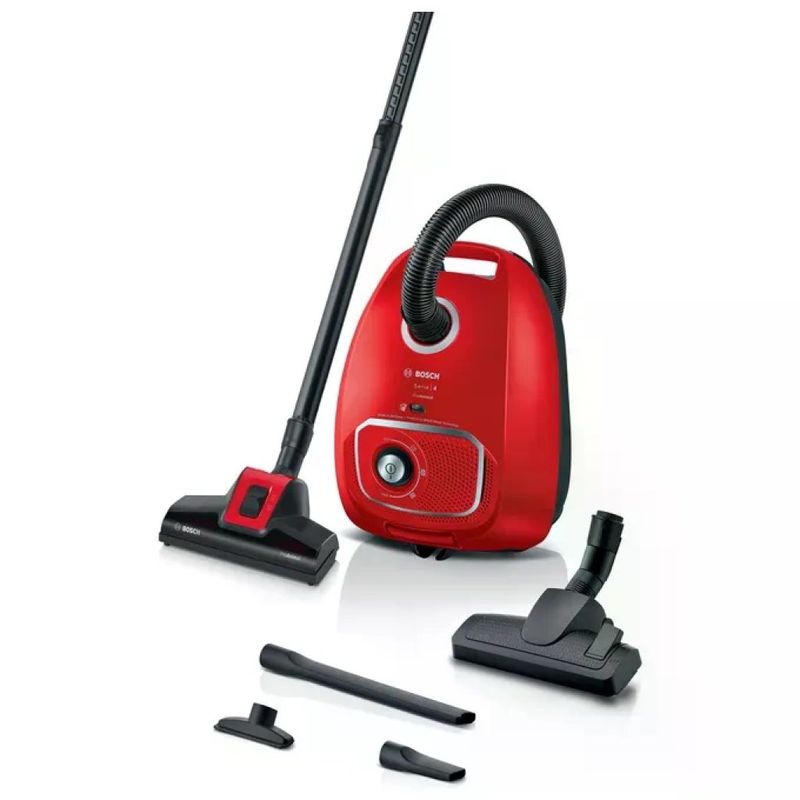 Bosch Serie 4 BGB41PET1 Aspirapolvere a Traino con Sacco, 700 W, 4 L, Filtro HEPA, Rosso