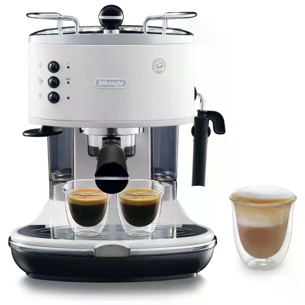 DELONGHI De'Longhi Icona ECO311.W Macchina da Caffè Espresso Manuale, 1100 W, 15 bar, 1,4 L, Bianca