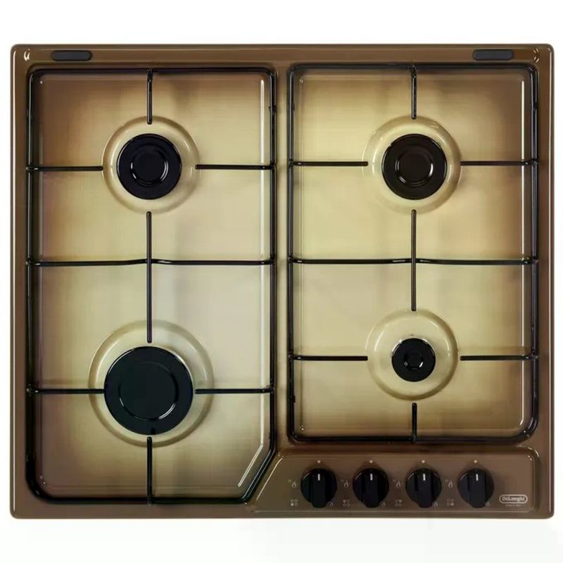DELONGHI De’Longhi YTF 46 ASV Piano Cottura a Gas 60 cm, 4 Fuochi, Marrone