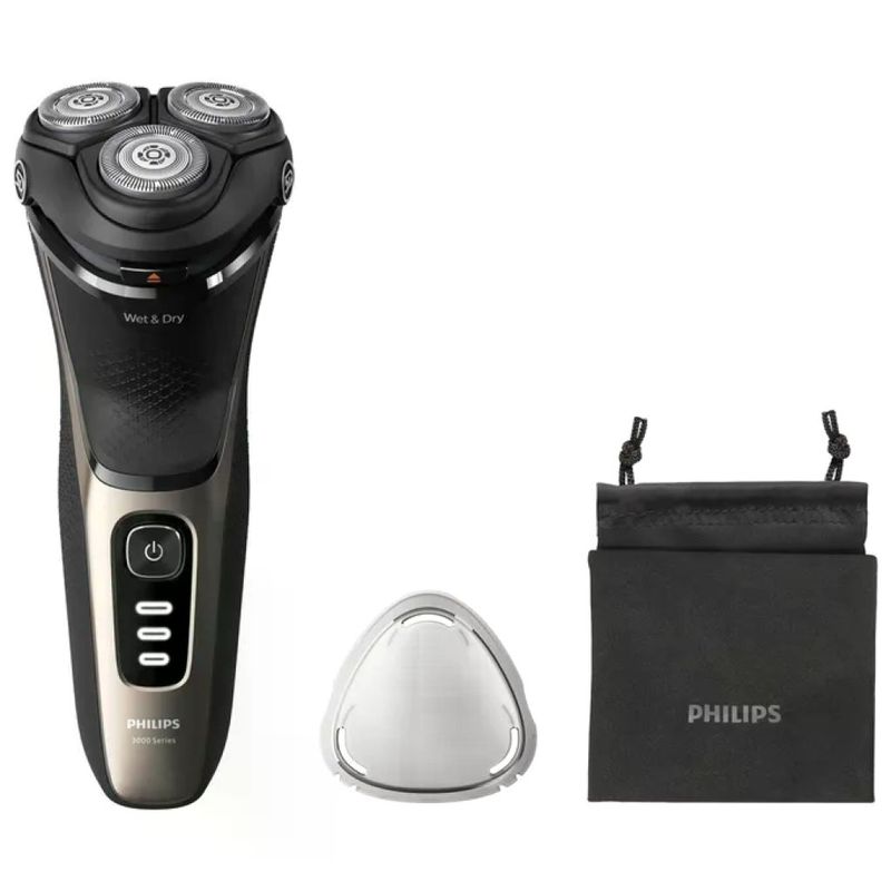 Philips Shaver Series 3000 S3242/12 Rasoio Elettrico Wet & Dry Nero e Oro