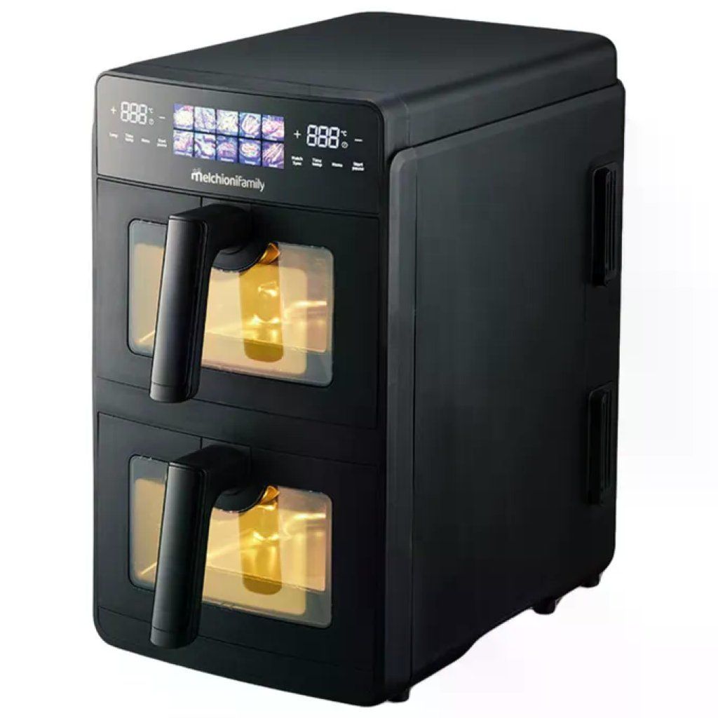 Melchioni Giulia LHODF-1880C Friggitrice ad Aria Doppio Cassetto 10 L, 2600 W, Nera