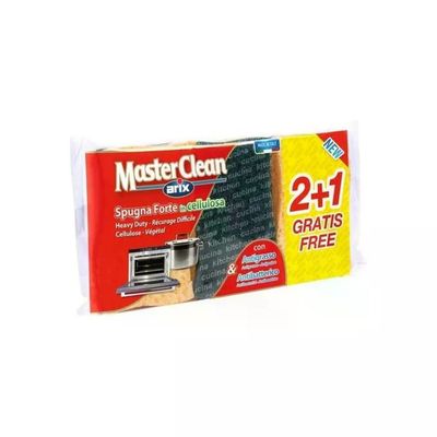 ARIX MasterClean Spugne Abrasive Forti in Cellulosa Vegetale, Antibatteriche, 3 Pezzi ARIX MasterClean Spugne Abrasive Forti in Cellulosa Vegetale, Antibatteriche, 3 Pezzi