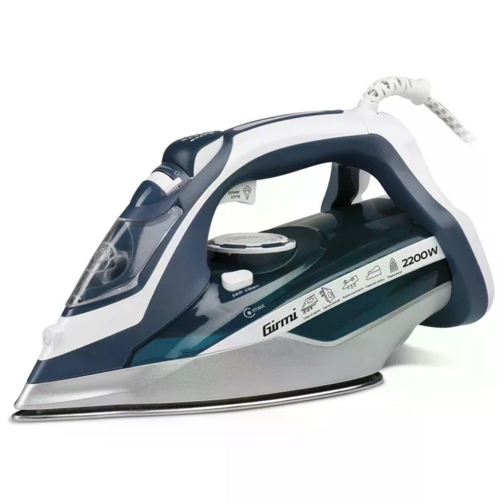 Girmi ST60 Ferro da Stiro a Vapore 2200 W, Piastra Inox, Serbatoio 450 ml, Colpo Vapore 140 g/min, Blu