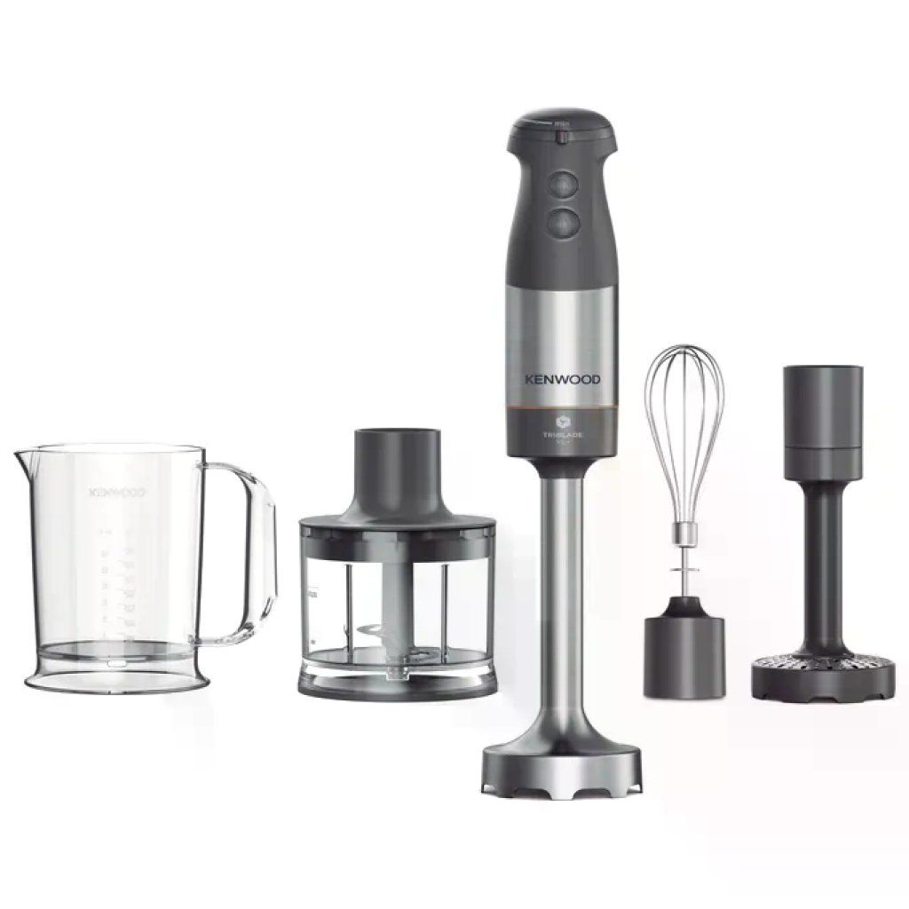 Kenwood Triblade XL+ HBM60307GY Mixer a Immersione 1000 W con Accessori, Grigio