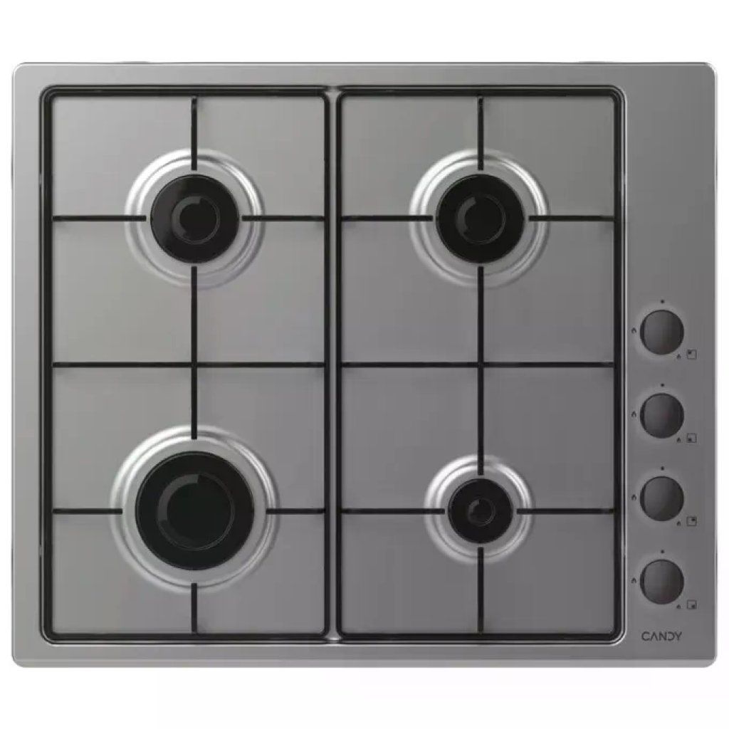 Candy CHW6LBX Idea – Piano cottura a gas 60 cm, 4 fuochi, acciaio inox