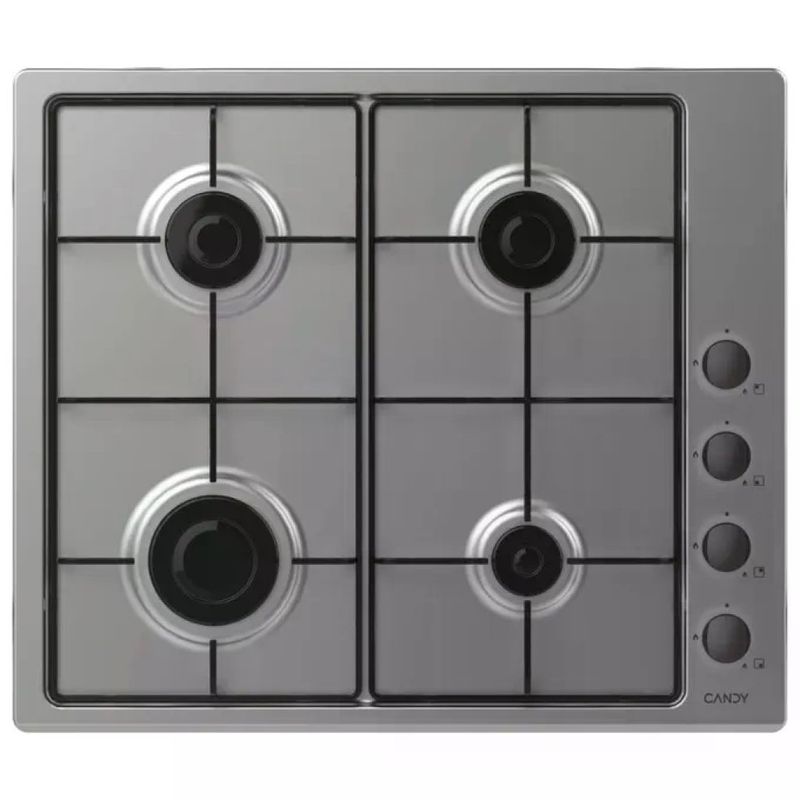 Candy CHW6LBX Idea – Piano cottura a gas 60 cm, 4 fuochi, acciaio inox