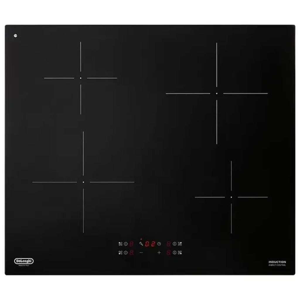 DELONGHI De’Longhi PIN62 Piano Cottura a Induzione 60 cm, 4 Zone, 7200 W, Nero