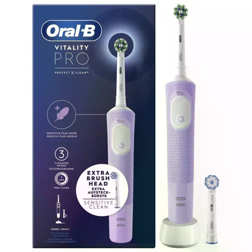 BRAUN Oral-B Vitality Pro Spazzolino Elettrico Viola con 2 Testine BRAUN Oral-B Vitality Pro Spazzolino Elettrico Viola con 2 Testine