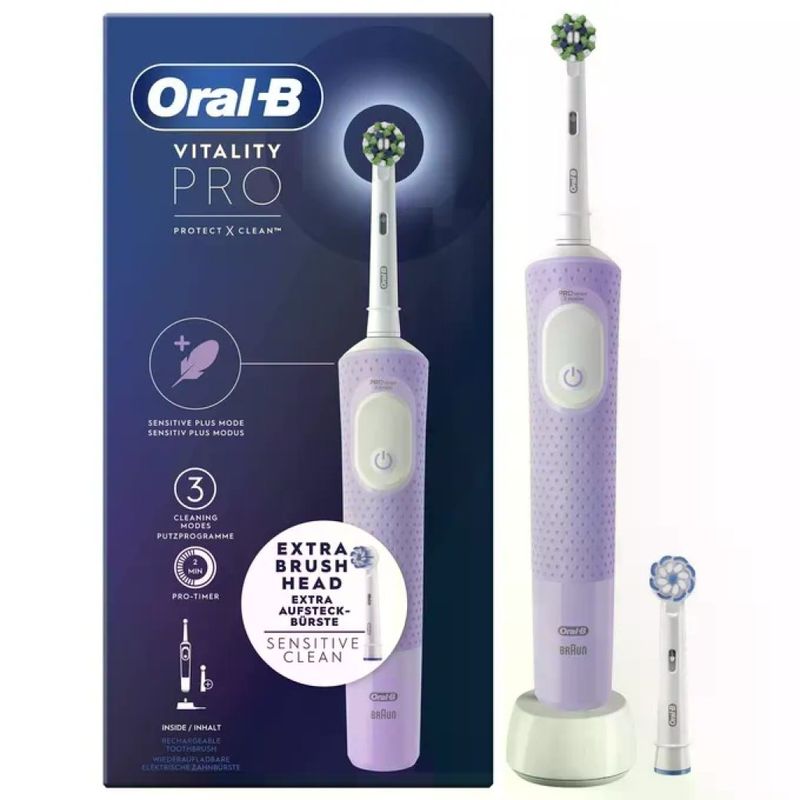 BRAUN Oral-B Vitality Pro Spazzolino Elettrico Viola con 2 Testine BRAUN Oral-B Vitality Pro Spazzolino Elettrico Viola con 2 Testine