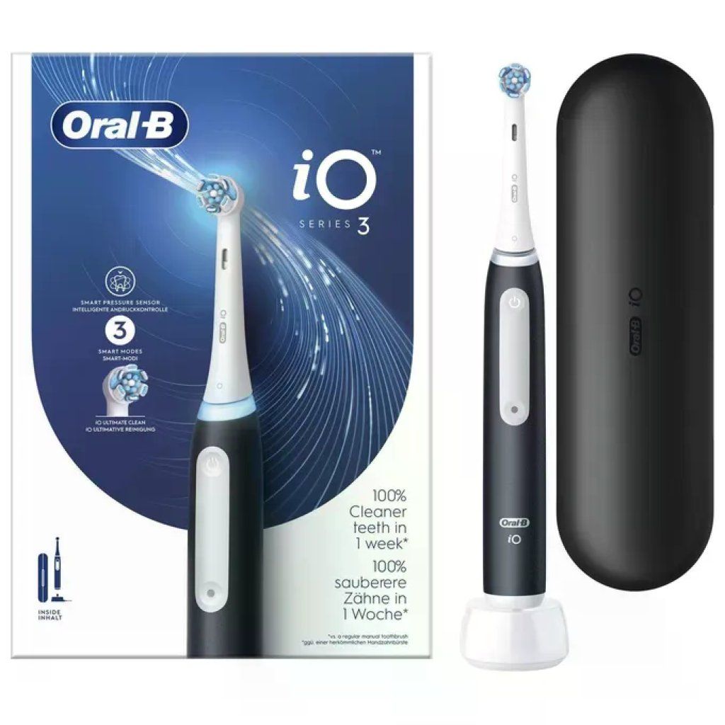BRAUN Oral-B iO Series 3 Spazzolino Elettrico Nero con Custodia da Viaggio