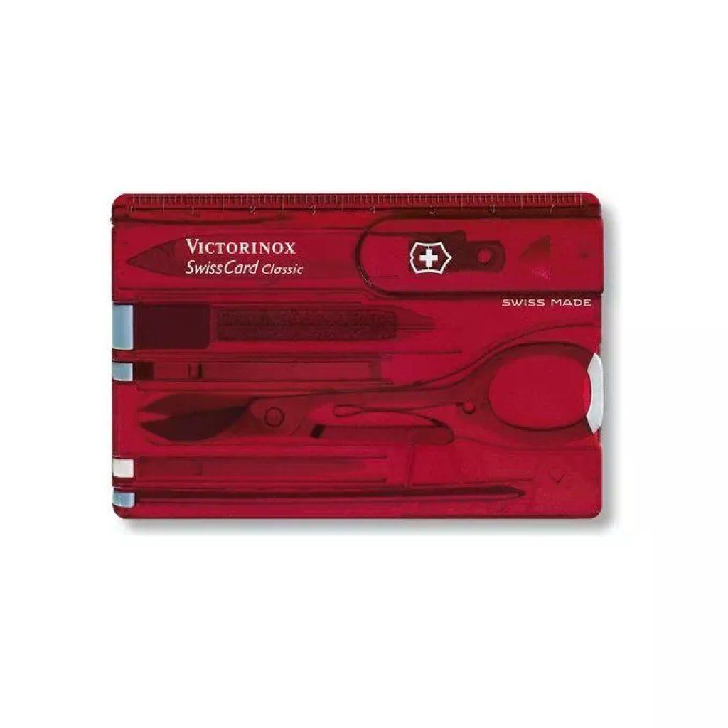 Victorinox SwissCard Classic 0.7100.T – Multitool Rosso Trasparente, 10 Funzioni