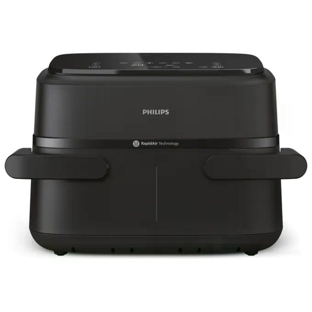 Philips Serie 1000 NA150/00 Friggitrice ad Aria Doppio Cestello 7,1 L, 2450 W, Nera