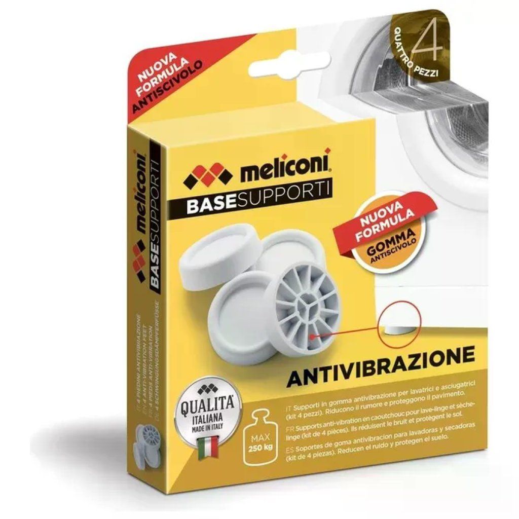 Meliconi BaseSupporti Antivibrazione in Gomma per Lavatrice e Asciugatrice, Kit da 4, Bianchi Meliconi BaseSupporti Antivibrazione in Gomma per Lavatrice e Asciugatrice, Kit da 4, Bianchi