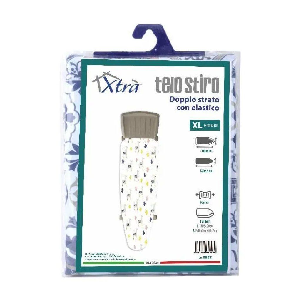 XTRA Telo Copriasse da Stiro Elasticizzato 124 x 46 cm, Doppio Strato