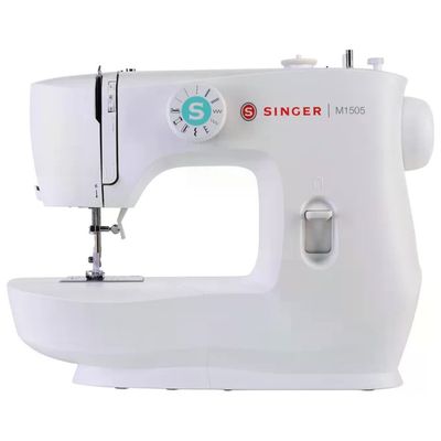 Singer M1505 Macchina da Cucire Elettrica, 6 Punti, Asola in 4 Tempi, Braccio Libero, Bianca