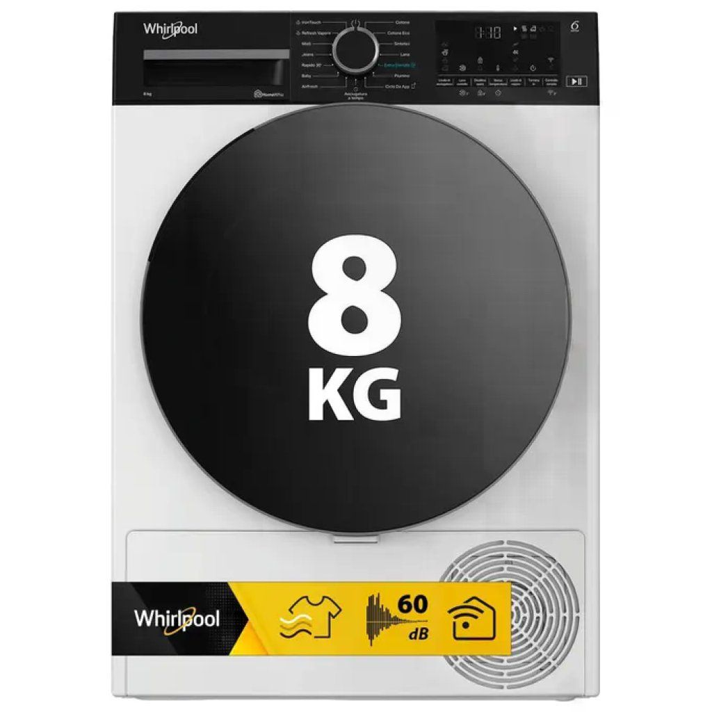 Whirlpool C WD 86M WBS IT Asciugatrice Pompa di Calore 8 Kg Classe A Wi-Fi 6° Sense IronTouch 60 dB (84.6x59 Whirlpool C WD 86M WBS IT Asciugatrice Pompa di Calore 8 Kg Classe A Wi-Fi 6° Sense IronTouch 60 dB (84.6x59