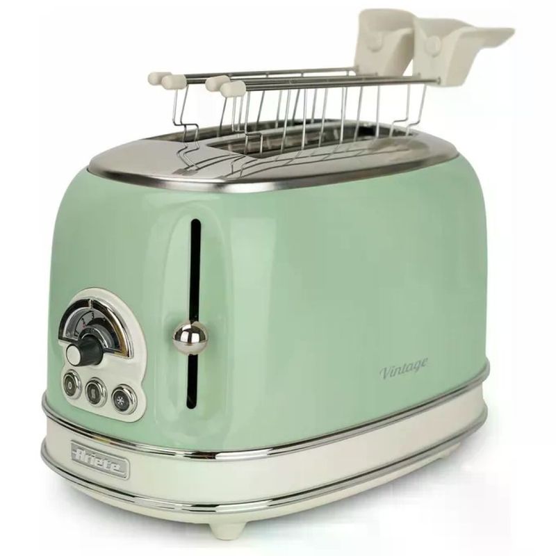 Ariete 155 Vintage Tostapane 2 fette 810W 6 livelli tostatura con pinze vassoio estraibile colore Verde