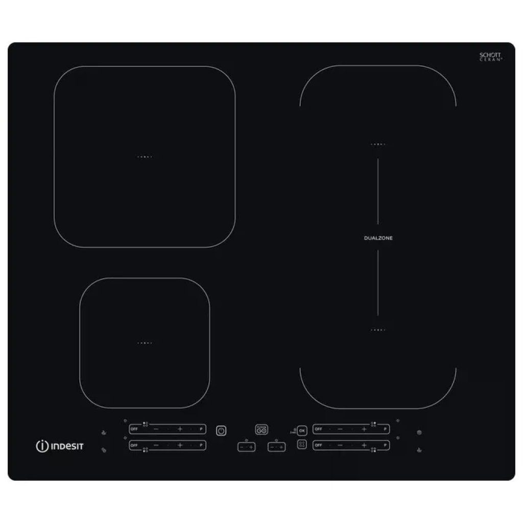 Indesit IB65B60NE Piano cottura a induzione 60 cm 4 zone DualZone PushandGo colore Nero