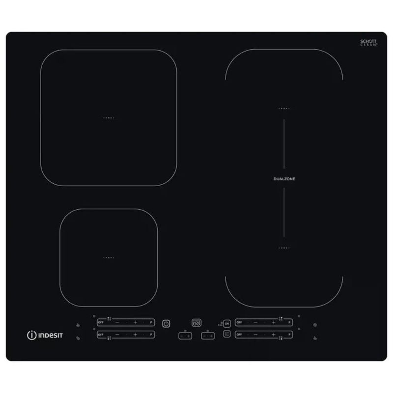 Indesit IB65B60NE Piano cottura a induzione 60 cm 4 zone DualZone PushandGo colore Nero