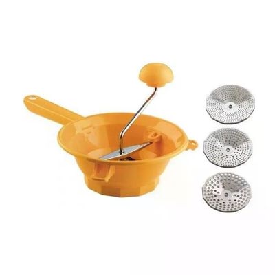 OMAC Tilly 2 Passaverdura Manuale con 3 Dischi, 20 cm, Giallo