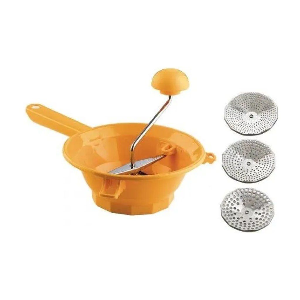 OMAC Tilly 2 Passaverdura Manuale Giallo 20 cm con 3 Dischi