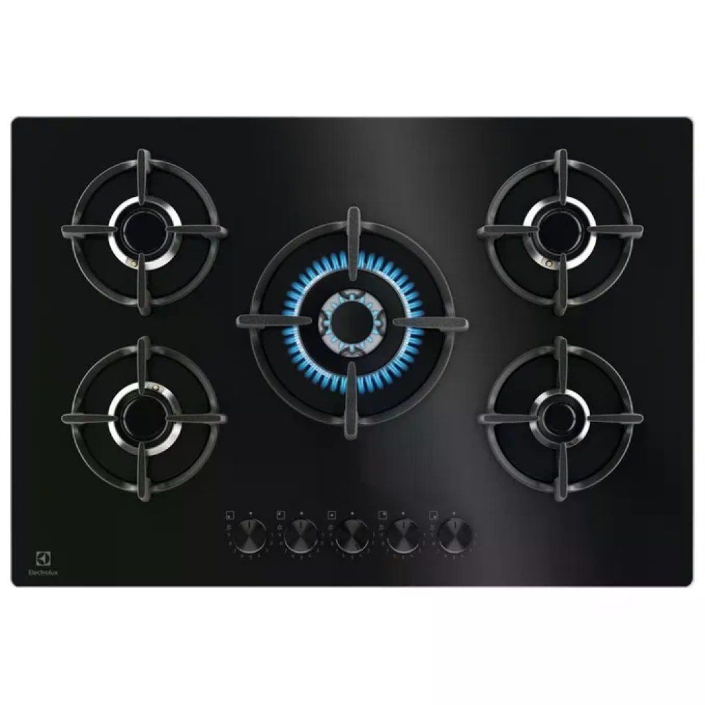Electrolux EGG75372K Piano Cottura a Gas 75 cm, 5 Fuochi, Vetro Nero
