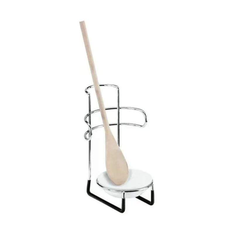 Artex Poggiamestolo Verticale in Acciaio Inox con Piattino in Ceramica