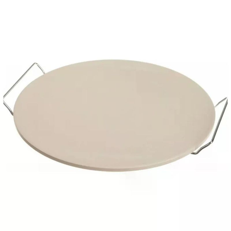 KAUFGUT Pietra Cuocipizza in Ceramica 33 cm con Supporto Cromato KAUFGUT