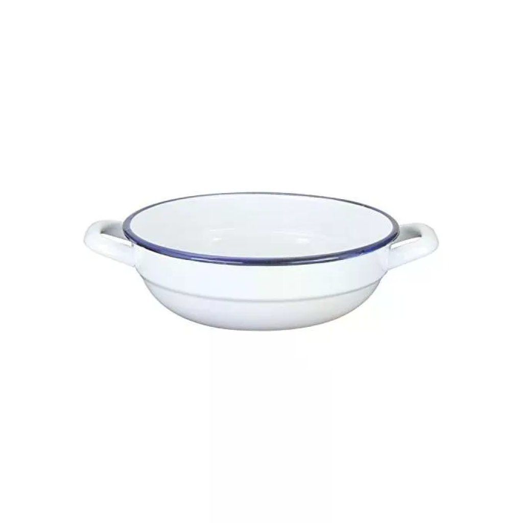 Kaufgut Tegame Smaltato con 2 Manici, 24 cm, Bianco e Blu