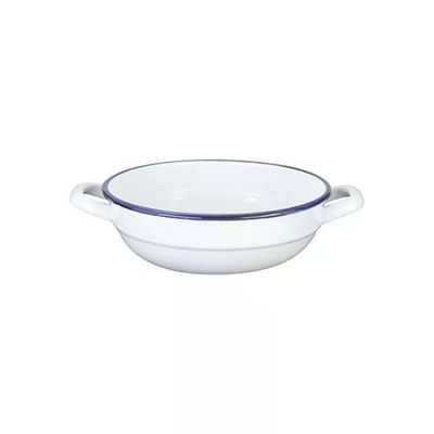 Kaufgut Tegame Smaltato con 2 Manici, 24 cm, Bianco e Blu
