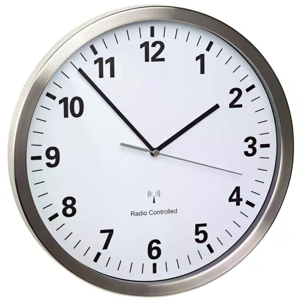 TFA-Dostmann 60.3523.02 Orologio da Parete Radiocontrollato, Argento e Bianco, 30,5 cm