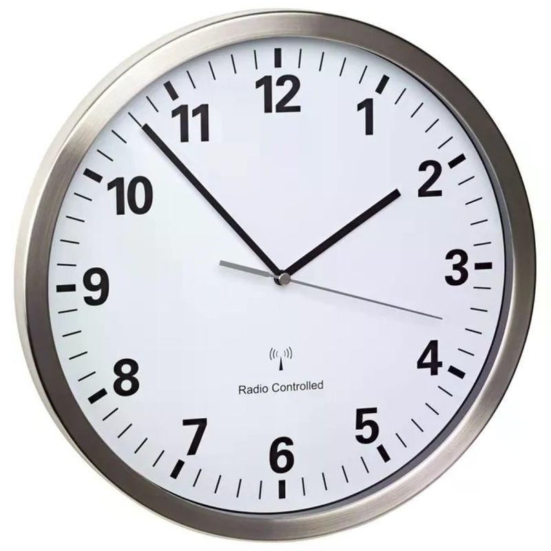 TFA-Dostmann 60.3523.02 Orologio da Parete Radiocontrollato, Argento e Bianco, 30,5 cm