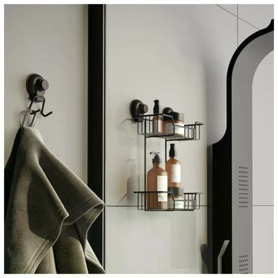 GEDY G.Hot Portaoggetti da Bagno a Ventosa Nero GEDY G.Hot Portaoggetti da Bagno a Ventosa Nero