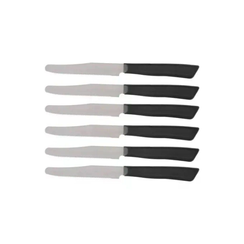 Coltellerie Bonomi Set di 6 Coltelli da Tavola con Manico Nero