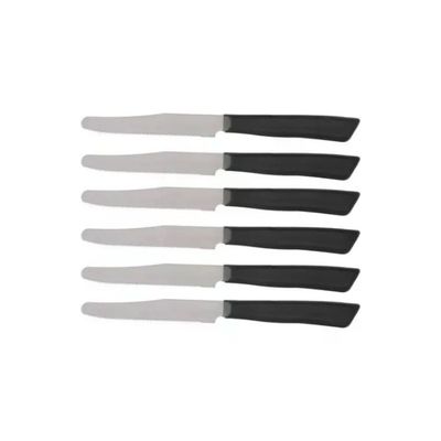 Coltellerie Bonomi Set di 6 Coltelli da Tavola con Manico Nero