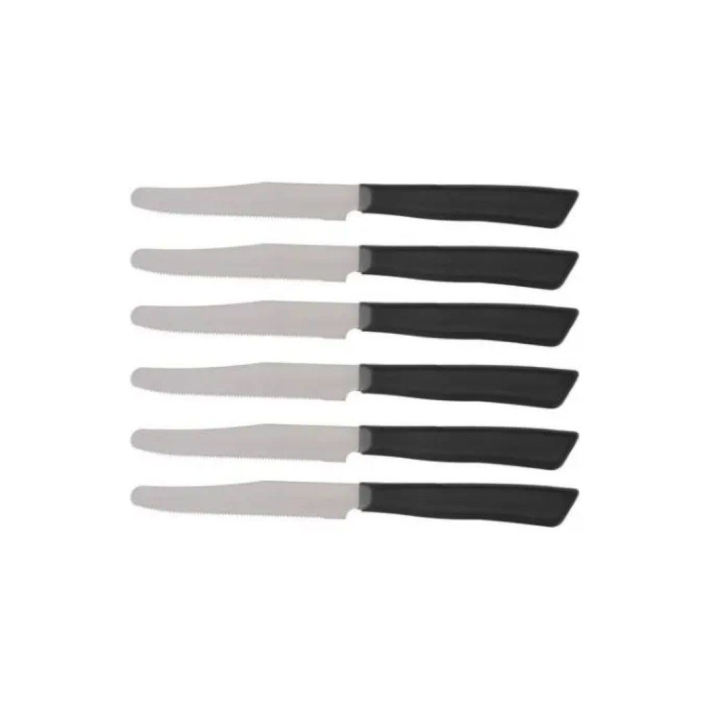 Coltellerie Bonomi Set di 6 Coltelli da Tavola con Manico Nero Coltellerie Bonomi Set di 6 Coltelli da Tavola con Manico Nero