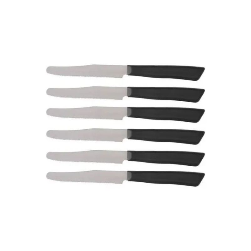 Coltellerie Bonomi Set di 6 Coltelli da Tavola con Manico Nero